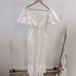 En Saison White Maxi Dress with eyelet sleeves